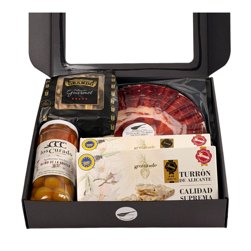 Gurmaniškas rinkinys dovanai 7 dalių de Bellota 50% Ibérico, de Cebo de Campo 50% Ibérico, Gran Reserva