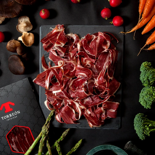 Pjaustytas kumpis Torreón Jamón de Cebo de Campo 50% Ibérico 28 mėn. 80 g. Premium pakelyje