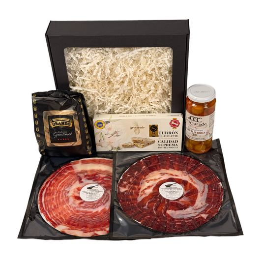 Gurmaniškas rinkinys dovanai 5 dalių de Bellota 50% Ibérico, de Cebo de Campo 50% Ibérico