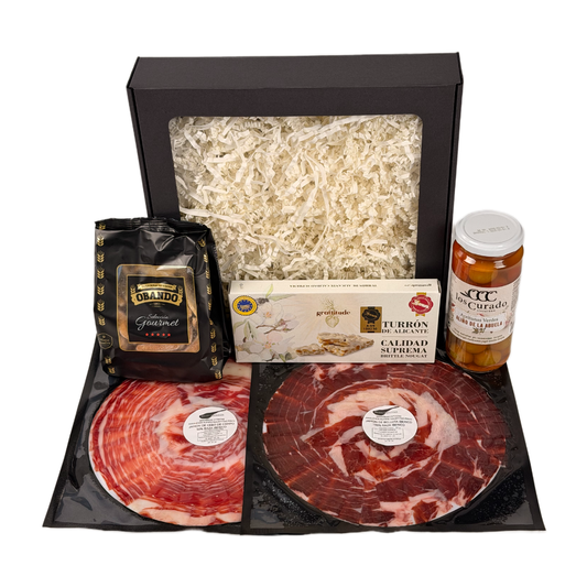 Gurmaniškas rinkinys dovanai 5 dalių de Bellota 100% Ibérico, de Cebo de Campo 50% Ibérico